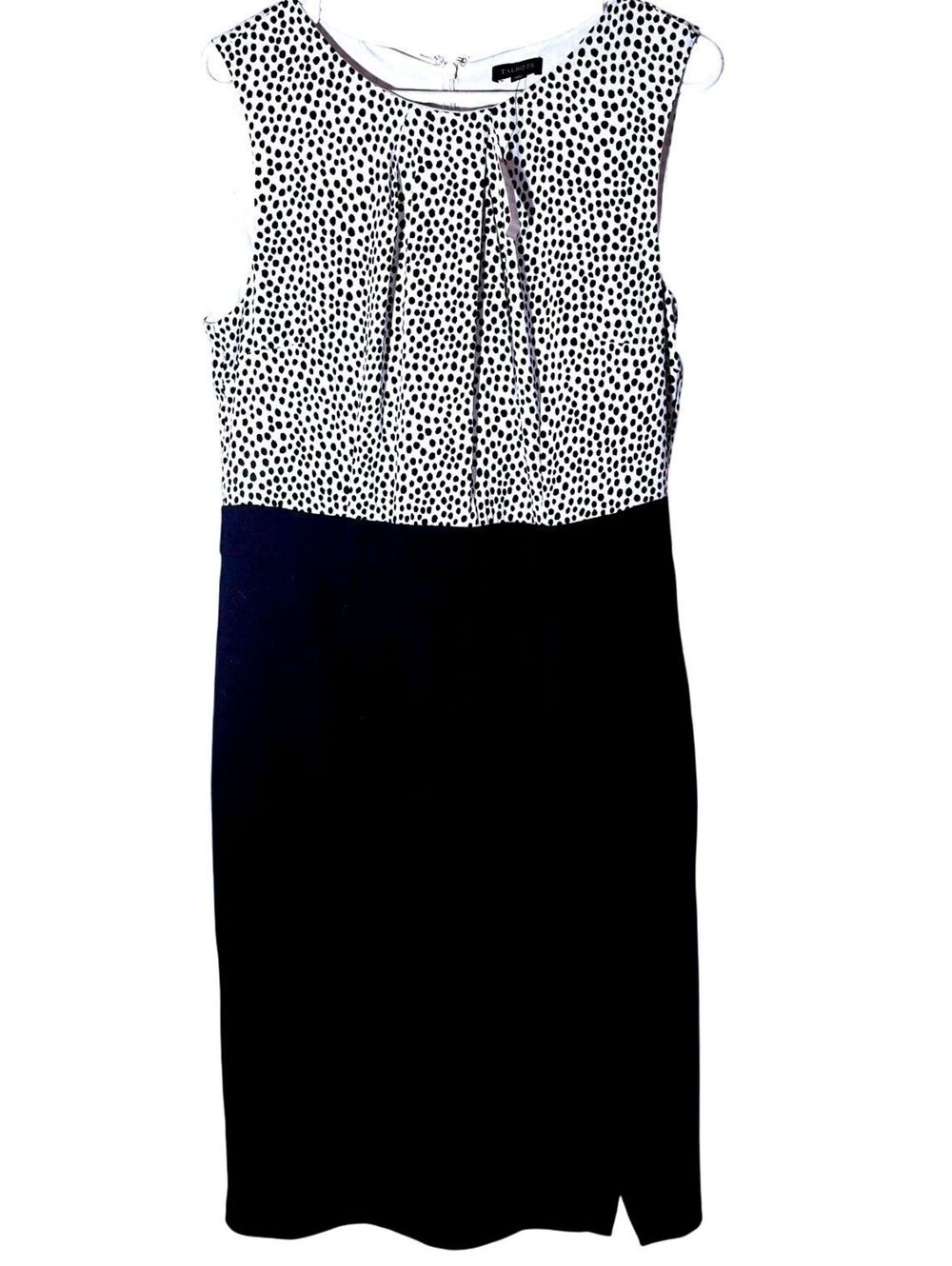 NWT Talbots  Black White Polka Dot Blouson Sheath Dress 10 Career Office